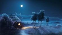 Download Blue Night Full Moon PS Vita Wallpaper