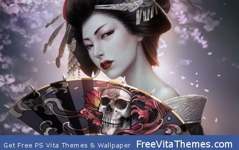 Japanese Geisha With Skull Art Fan PS Vita Wallpaper