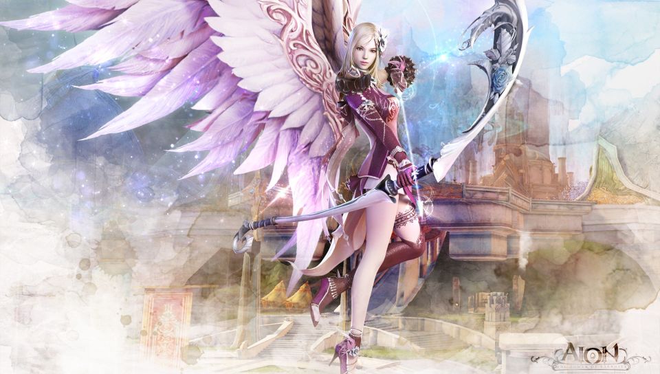 Aion Fantasy CG Archer Girl featuring Game / Gaming, Hillside - Perfect PS Vita Wallpaper