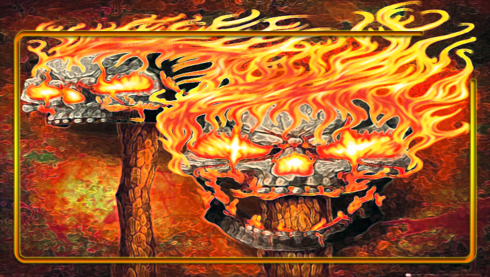 Flaming Skulls featuring Cartoon, Lockscreen, three - Perfect PS Vita Wallpaper