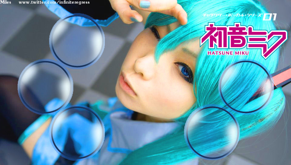 Hatsune Miku Cosplay featuring Anime, Babes, Cartoon, Other, Technology, cosplay, hatsune miku, lock, neverdead - Perfect PS Vita Wallpaper