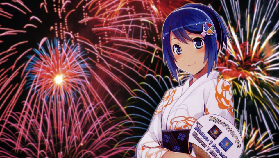 Nanami Madobe Fireworks featuring Anime, Lockscreen, Technology, Cleaning, Fourthwall, Sunset - Perfect PS Vita Wallpaper