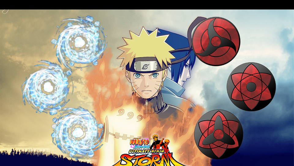 Naruto &amp; Sasuke featuring Anime, With Buttons - Perfect PS Vita Wallpaper