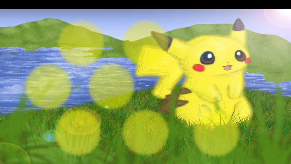 Pikachu Sunny Field featuring Anime, Cartoon, With Buttons, Full Metal, Megaman, Music, Rockman, sunny - Perfect PS Vita Wallpaper