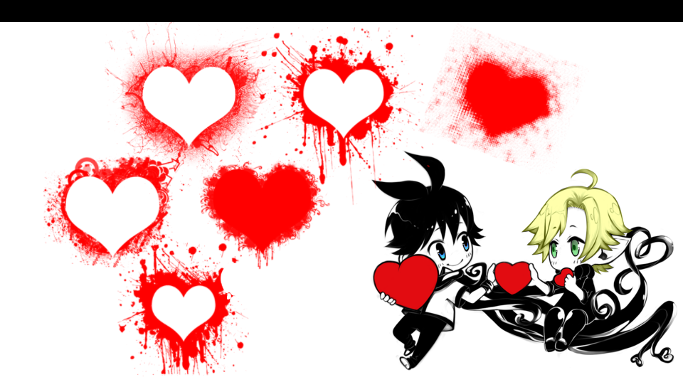 Valentines Day Chibis Love featuring Abstract / Arts, Anime, chibis, heart, love - Perfect PS Vita Wallpaper