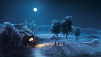 Blue Night Full Moon featuring Abstract / Arts, Nature, Other, Doll - Perfect PS Vita Wallpaper