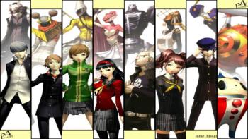 Persona 4 full party featuring Game / Gaming, junpei, Katamari, miku, Teddie - Perfect PS Vita Wallpaper