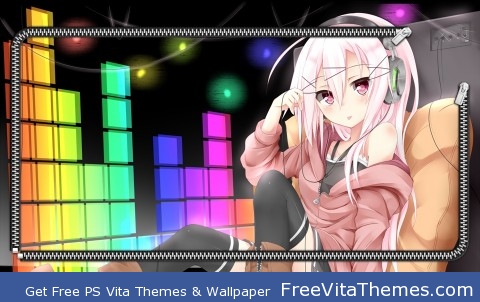 anime girl with headphones lock screen PS Vita Wallpaper