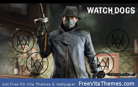 Watch_Dogs Aiden Pearce holding a tommy gun PS Vita Wallpaper